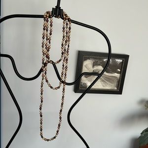 Vintage 80” Super Long Fresh Water Pearl Tri-Tone necklace